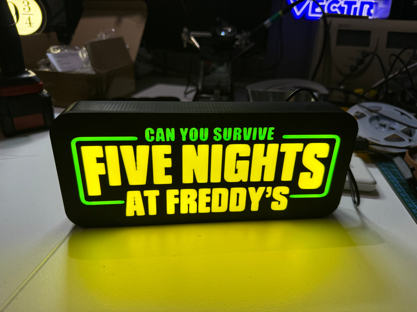 Can You Survive Five Nights at Freddy's - USB Light Up Sign / Night light (FNAF) - Michael's 3D World