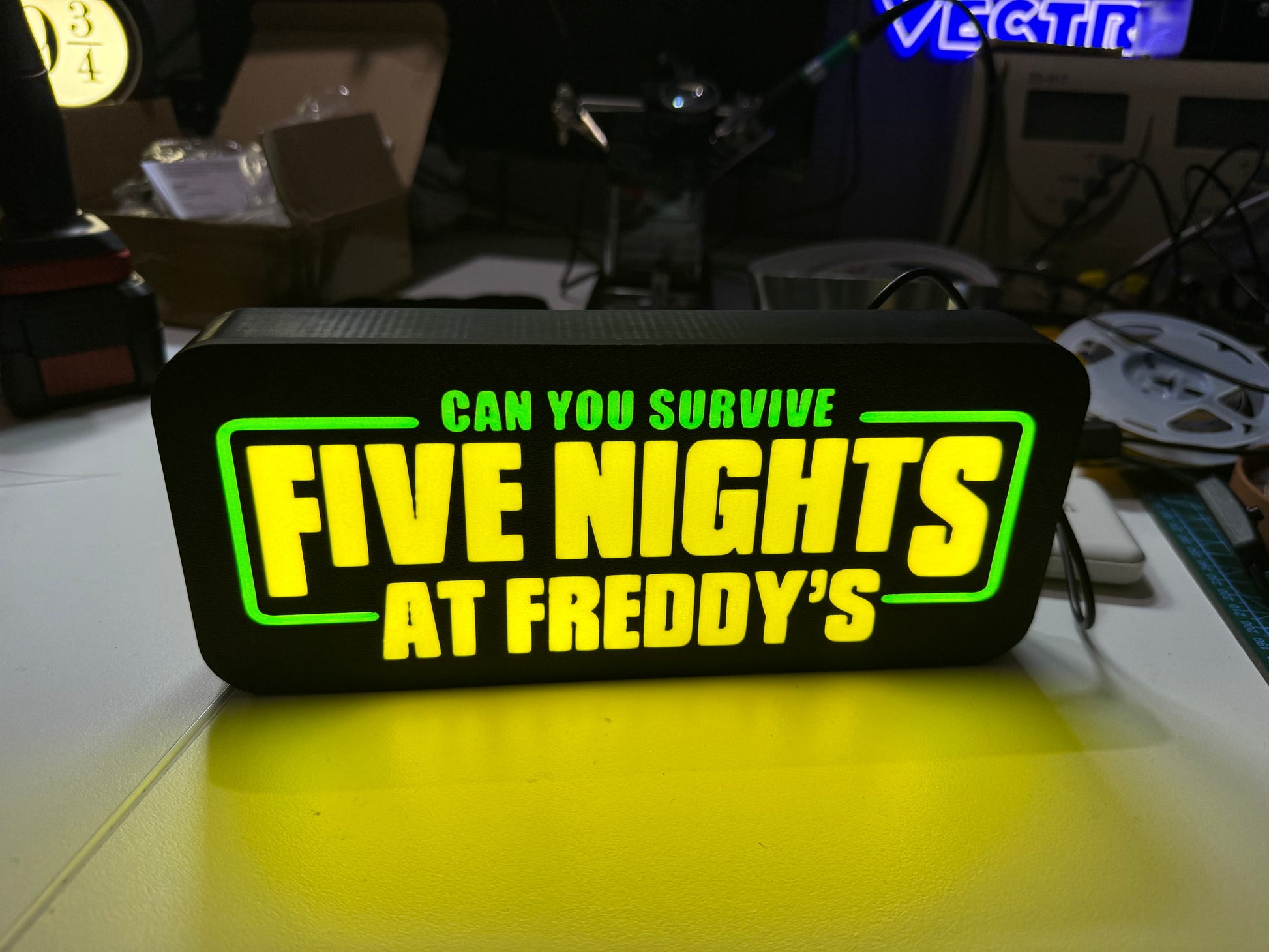 Can You Survive Five Nights at Freddy's - USB Light Up Sign / Night light (FNAF) - Michael's 3D World