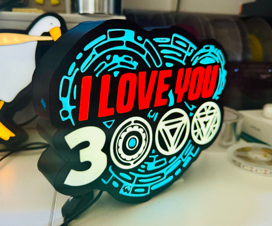 Ironman: "I Love You 3000" Light Up Sign - LED - USB Powered - Michael's 3D World