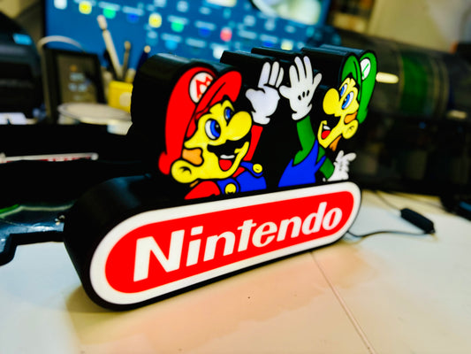 Mario & Luigi High Five Nintendo Light Up Sign - Unique Wall Art - Michael's 3D World