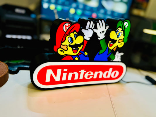 Mario & Luigi High Five Nintendo Light Up Sign - Unique Wall Art - Michael's 3D World