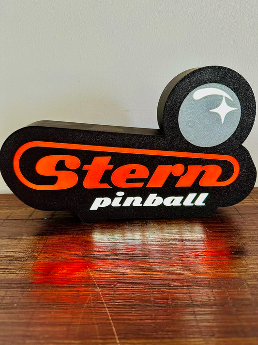 Stern Pinball Logo LED Sign, USB-Powered Night Light: Red & Silver USB Powered Sign