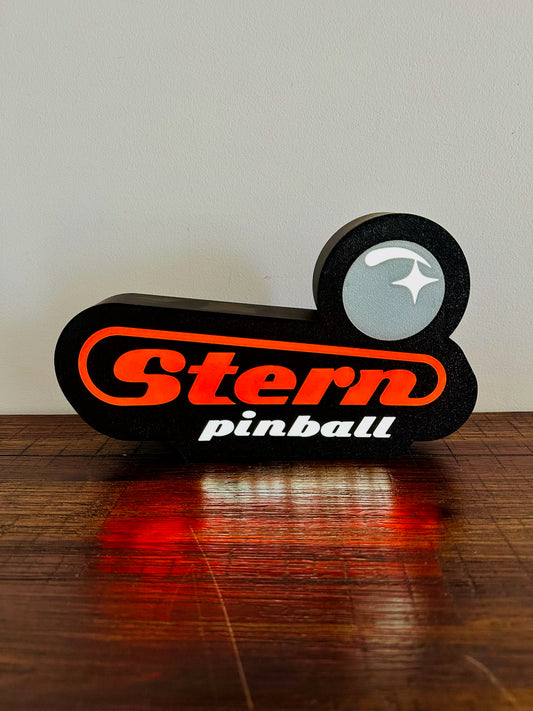 Stern Pinball Logo LED Sign, USB-Powered Night Light: Red & Silver USB Powered Sign
