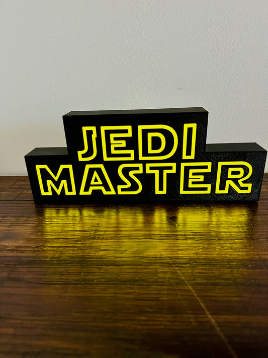 Jedi Master - Star Wars Themed Logo - Night Light / Light Up Wall Art