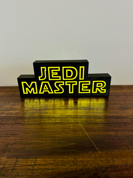 Jedi Master - Star Wars Themed Logo - Night Light / Light Up Wall Art