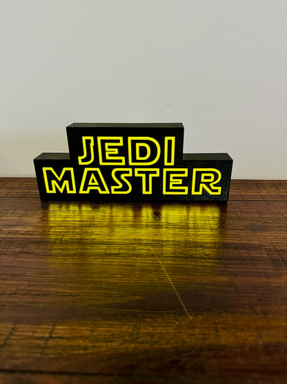Jedi Master - Star Wars Themed Logo - Night Light / Light Up Wall Art