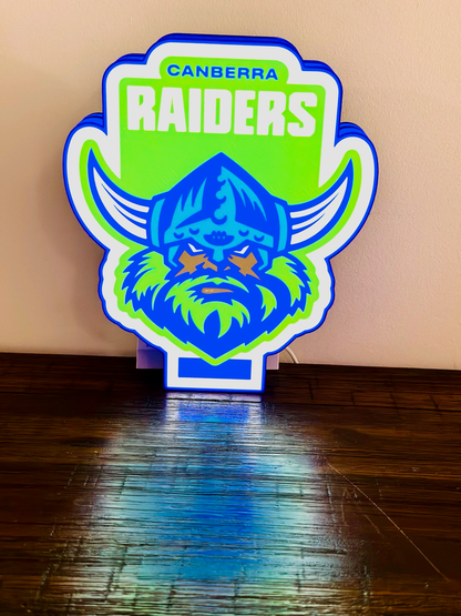 Logo der Canberra Raiders – Leuchtschild – Stromversorgung über USB