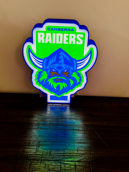 Logo der Canberra Raiders – Leuchtschild – Stromversorgung über USB