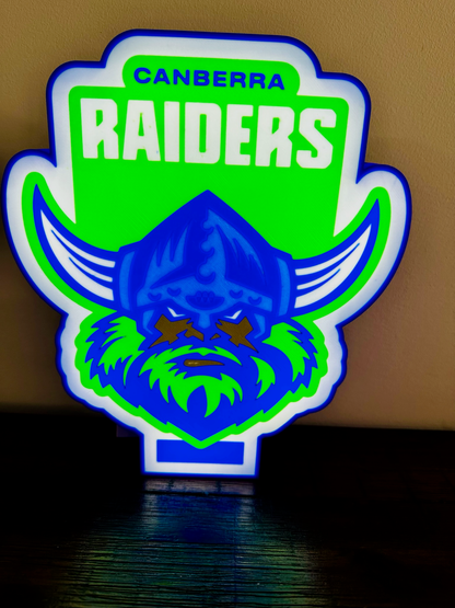 Logo der Canberra Raiders – Leuchtschild – Stromversorgung über USB