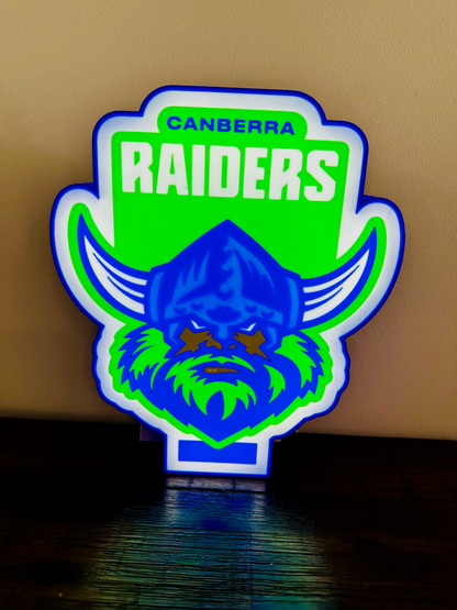 Logo der Canberra Raiders – Leuchtschild – Stromversorgung über USB