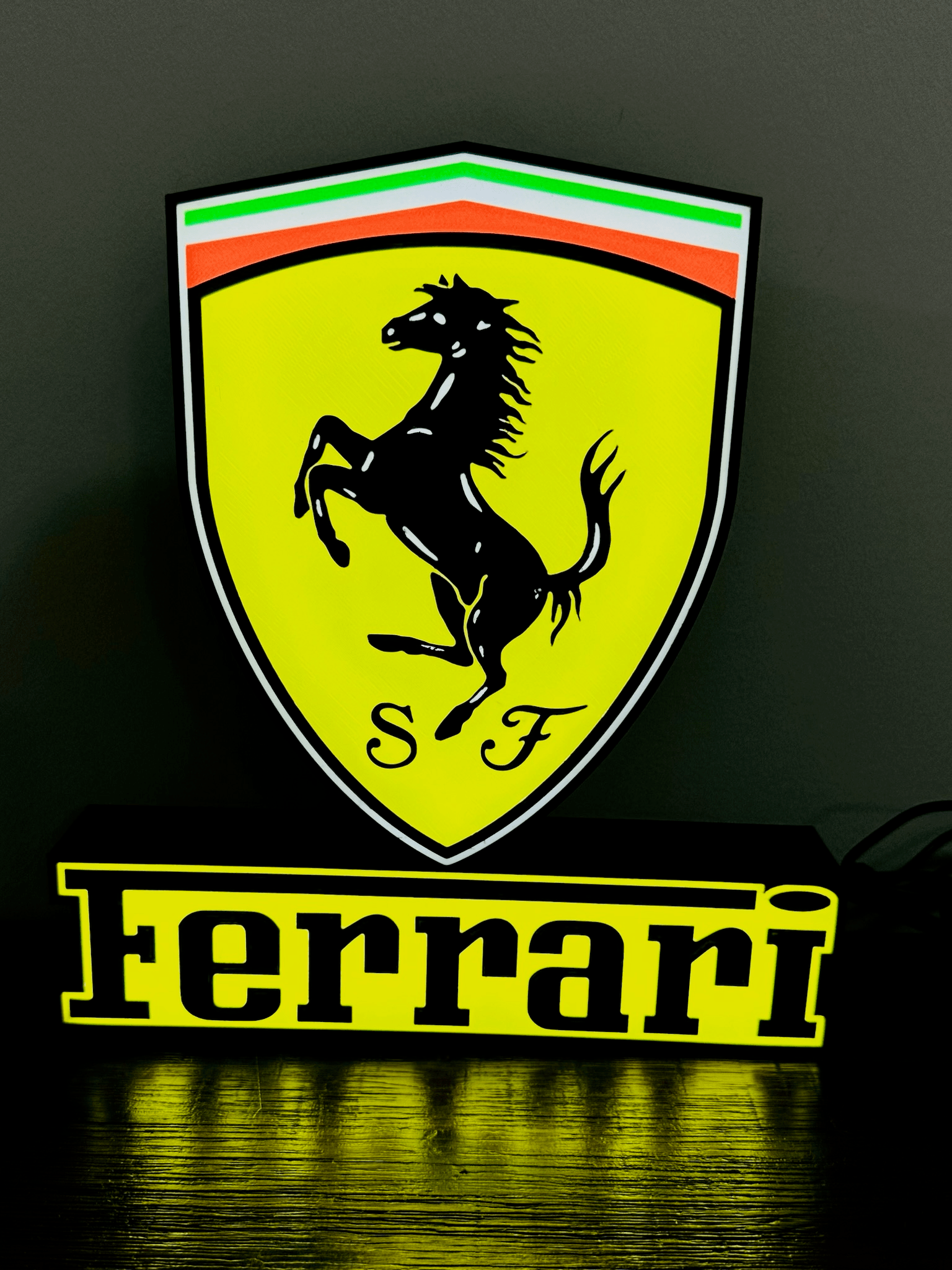 Ferrari Logo & Word - Light Up Sign - USB Powered
