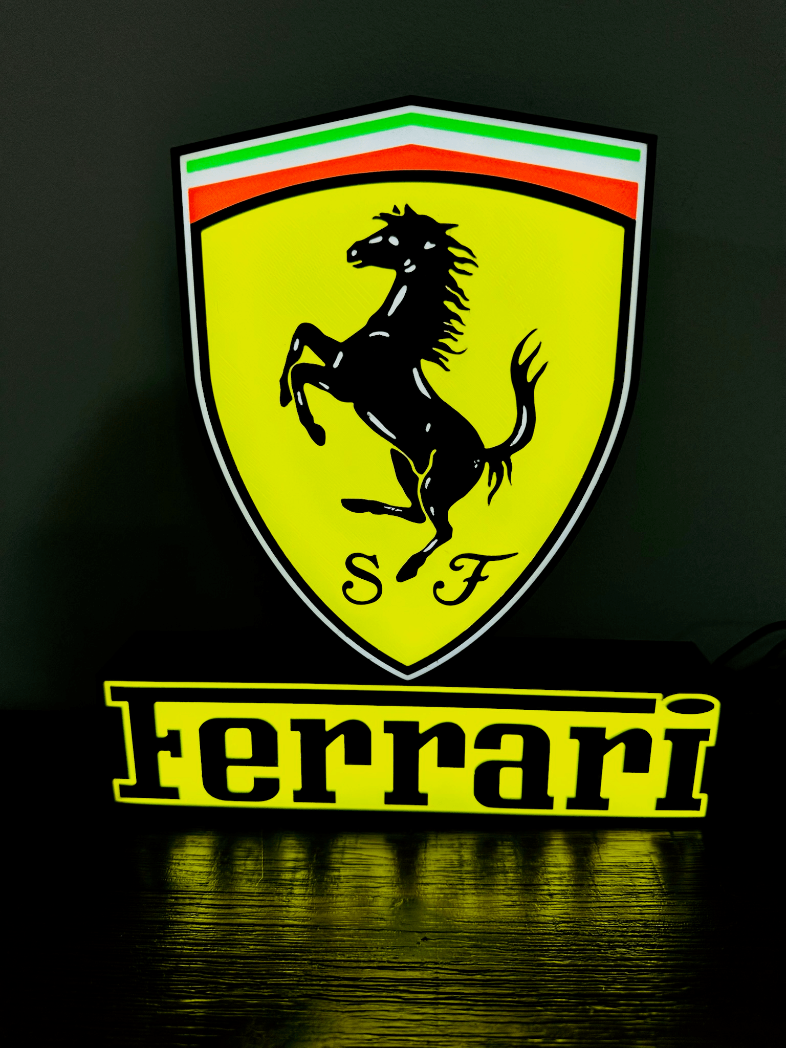 Ferrari Logo & Word - Light Up Sign - USB Powered