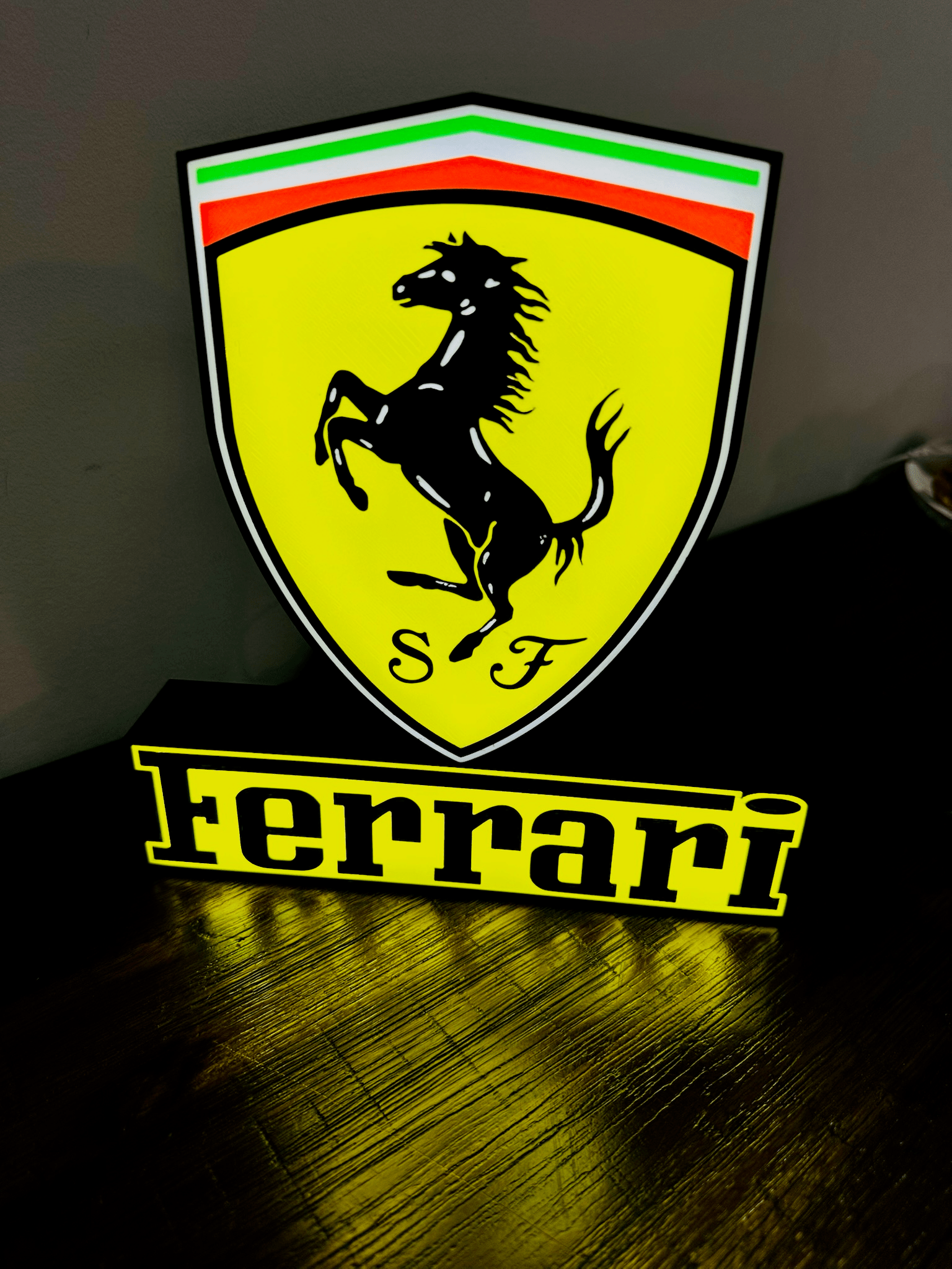 Ferrari Logo & Word - Light Up Sign - USB Powered
