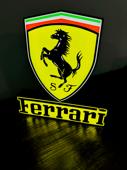 Ferrari Logo & Word - Light Up Sign - USB Powered