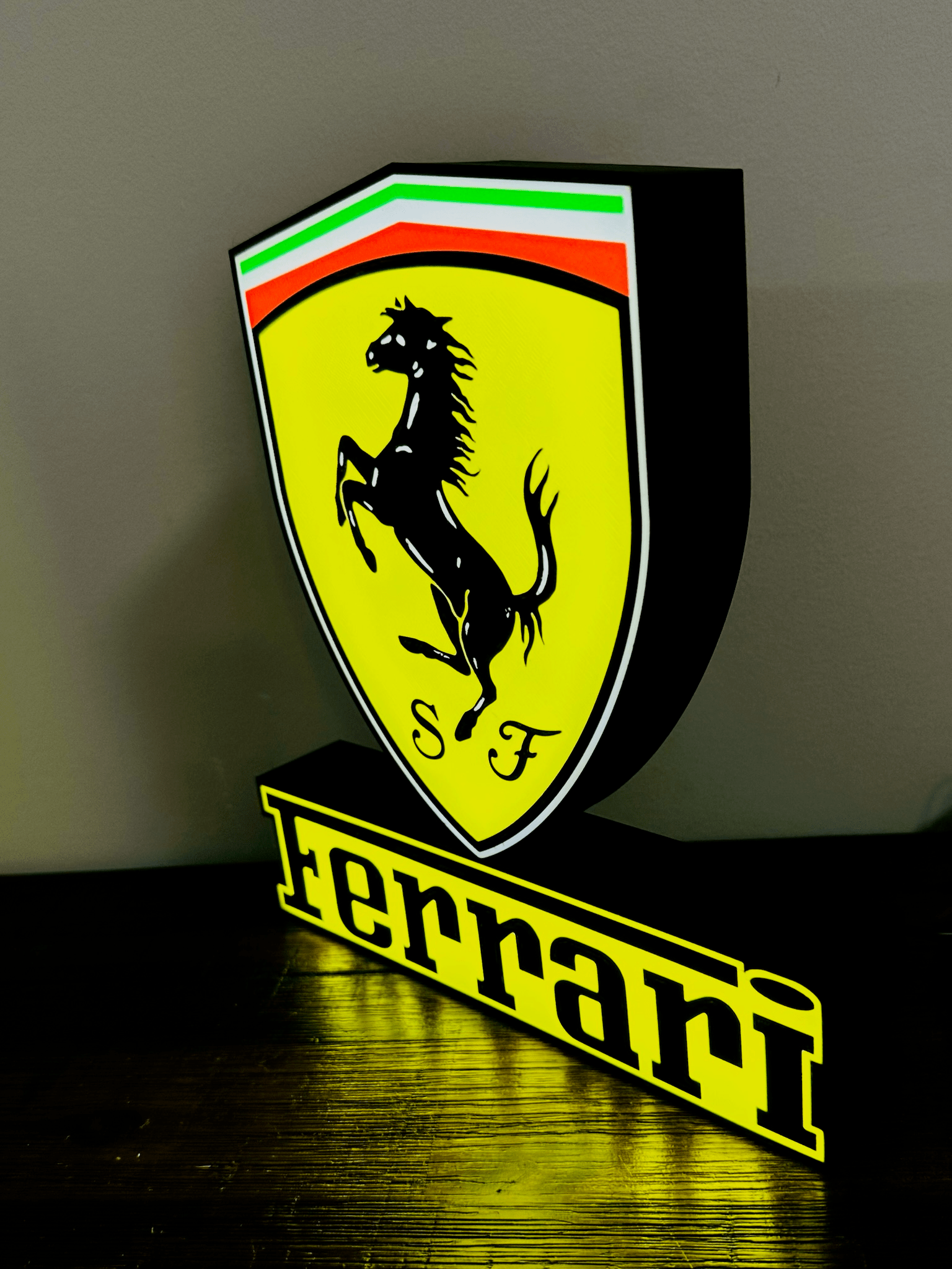 Ferrari Logo & Word - Light Up Sign - USB Powered