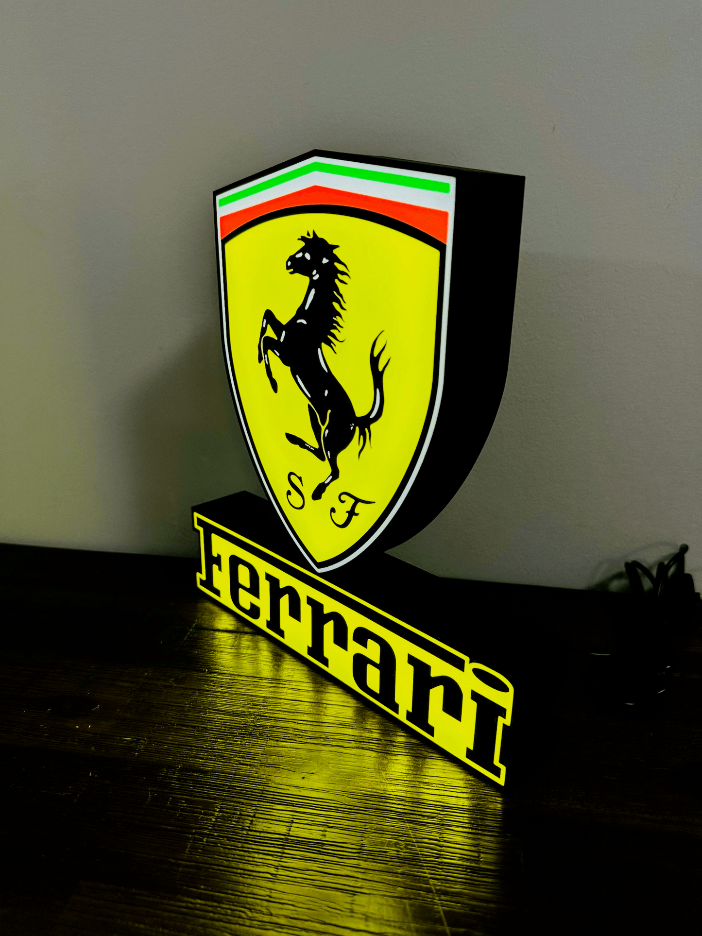Ferrari Logo & Word - Light Up Sign - USB Powered