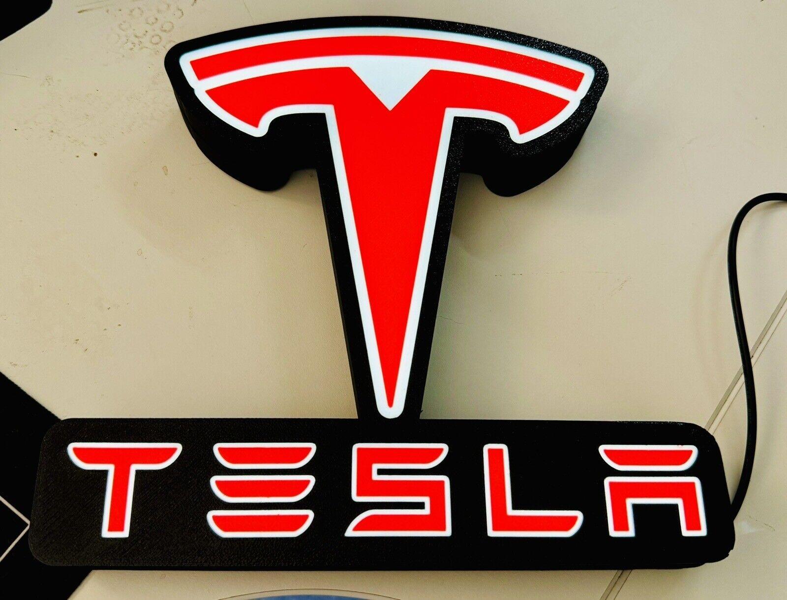 Tesla Logo - Light Box - Light up Logo - USB Powered - Man Cave / Wall Art! New! - Michael's 3D World