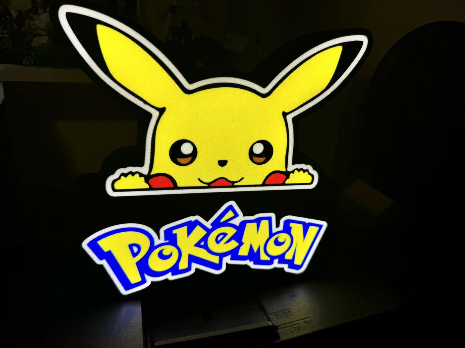 Pikachu Pokemon Light Up Sign - Unique Wall Art - USB Powered, LED lit - Michael's 3D World