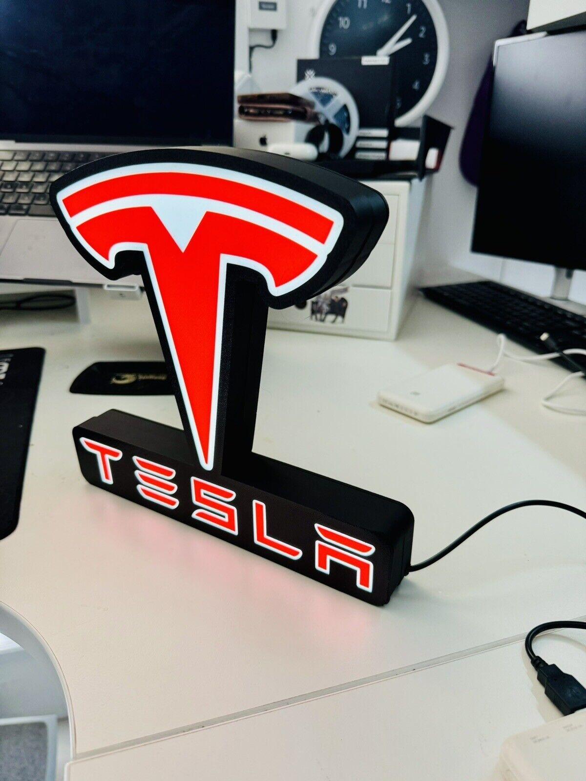 Tesla Logo - Light Box - Light up Logo - USB Powered - Man Cave / Wall Art! New! - Michael's 3D World