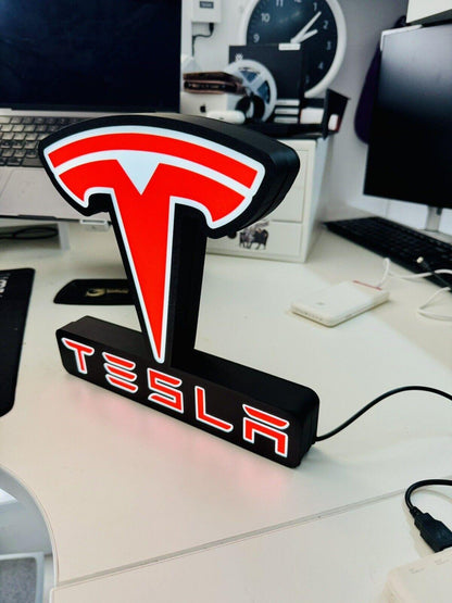Tesla Logo - Light Box - Light up Logo - USB Powered - Man Cave / Wall Art! New! - Michael's 3D World