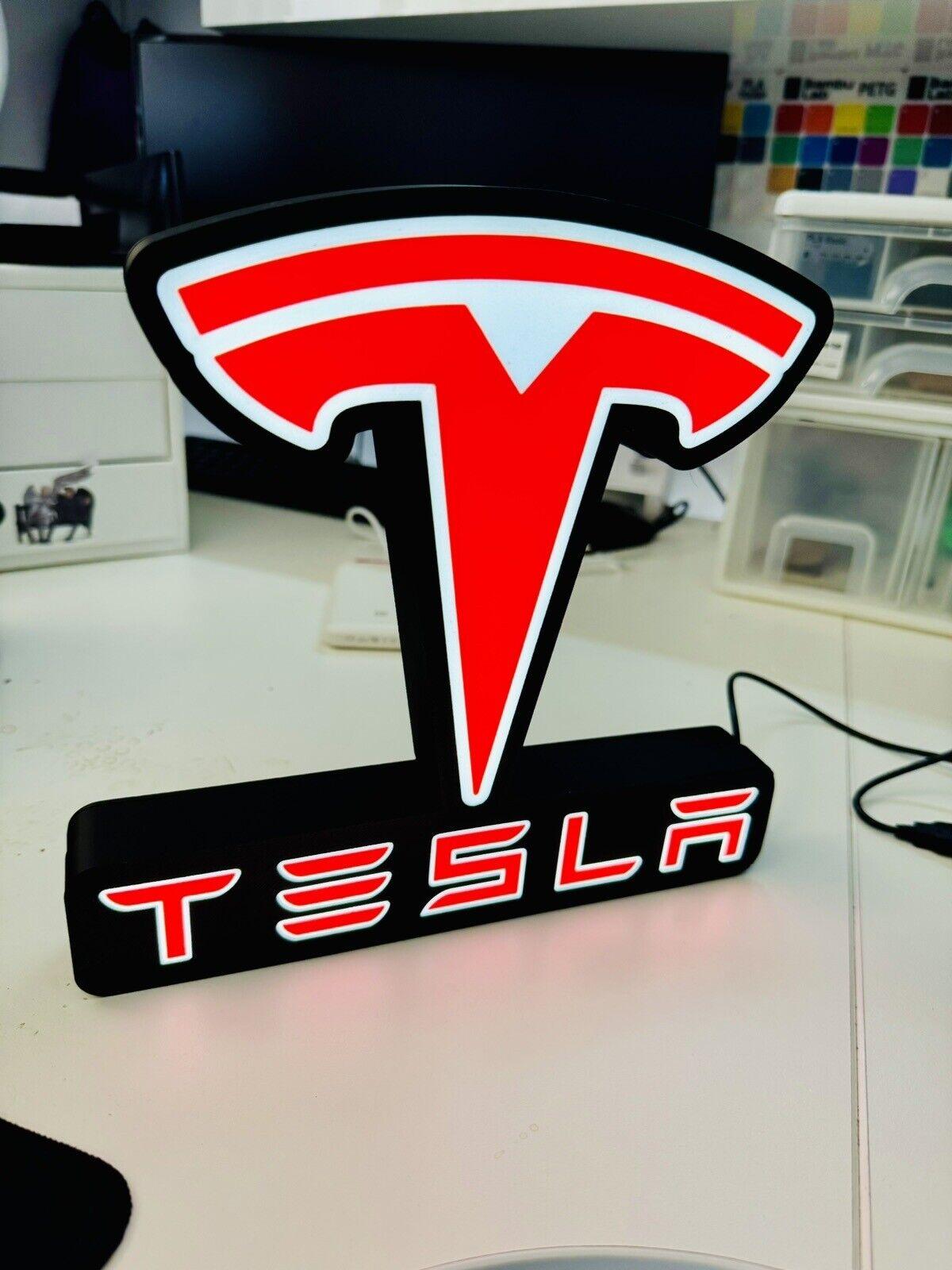 Tesla Logo - Light Box - Light up Logo - USB Powered - Man Cave / Wall Art! New! - Michael's 3D World