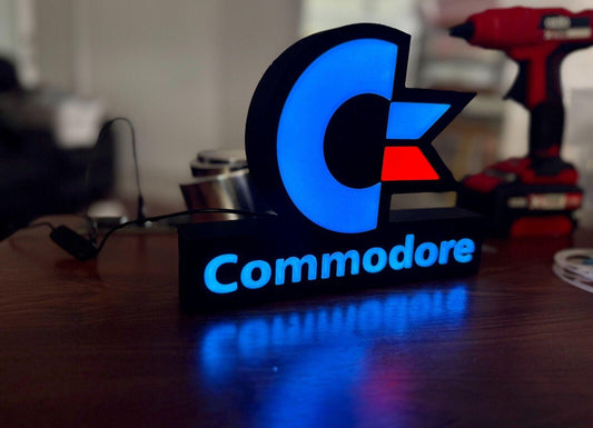 Light Up USB Powered Commodore Logo & Words - Vintage Computing Wall Art - Michael's 3D World