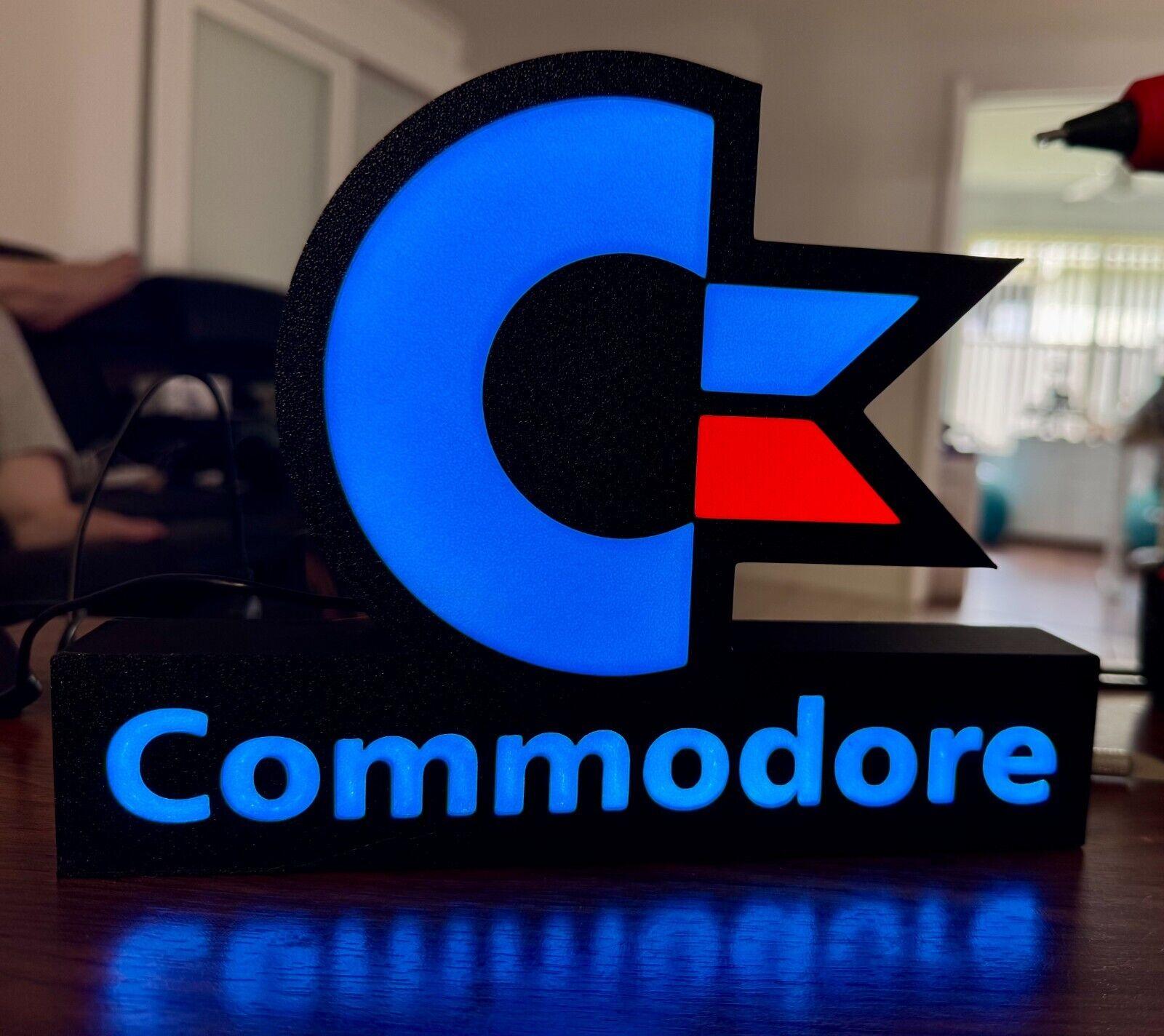 Light Up USB Powered Commodore Logo & Words - Vintage Computing Wall Art - Michael's 3D World
