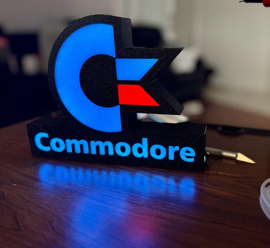 Light Up USB Powered Commodore Logo & Words - Vintage Computing Wall Art - Michael's 3D World