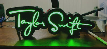 Leuchtkasten mit Autogramm von Taylor Swift, 30 cm, Stromversorgung über USB, LED-Beleuchtung, leuchtende Wandkunst